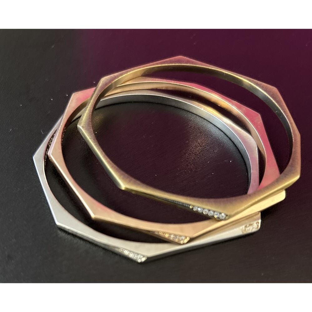 Kendra Scott - Aubrey bangle bracelet set of 3 mixed metal rose gold silver tone